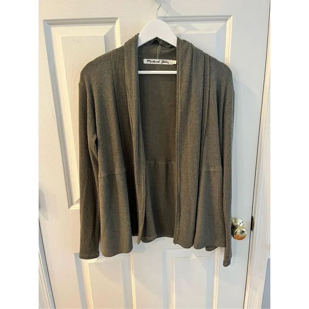 Michael Stars Olive Green Open Front Cardigan Sweater sz S EUC